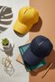 Unisex Adjustable Sports Yellow-Navy Blue Basic Cap Hat Set of 2 - 5