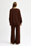 Women's Brown Crew Neck Sweater-Pants Knitwear Set - 8
