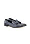 Dark Blue Color Laceless Genuine Leather Men's Shoes