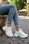 White Women's Sneaker Lace-Up Sports Shoes School Casual 164Nav - 2