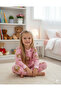 Girl's Fleece-Lined Winter 100% Cotton Pink Bear Printed Pajama Set