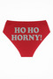 Red Christmas Themed Women's Slip Panties, Metallic Lettering Printed , Fun Underwear