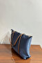 Large Shoulder Bag with Ring Detail on the Straps - Navy Blue - 3
