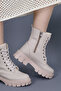 Women's Lace-Up Zippered Pocket Buckle Thick Sole Boots Winter Waterproof 501 - 5