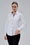 White Cotton Satin Lycra King Striped Fabric and Button Detailed Slim Fit Women's Shirt - 2