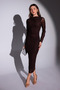 Tulle Lined Draped Crew Neck Long Sleeve Long Dress - 2