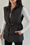 Women's Black Puffer Vest - Hoodless Long Zipper Pocket Winter Sports Puffer Coat Vest - 5
