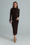 Tulle Lined Draped Crew Neck Long Sleeve Long Dress
