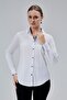 White Cotton Satin Lycra King Striped Fabric and Button Detailed Slim Fit Women's Shirt
