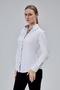 White Cotton Satin Lycra King Striped Fabric and Button Detailed Slim Fit Women's Shirt - 4