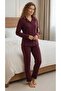 Women's Shirt with Collar, Buttoned at the Neck, Rubbed Fleece, 2-Piece Set