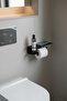 Black Metal Shelf Toilet Roll Holder with Phone Holder Multi-Purpose Bathroom Wc Accessory
