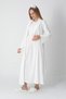 Ecru Jacquard Shawl Collar Lace Full Length Winter Special Design Maternity Nightgown Nightdress Set - 5