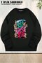 Unisex Japanese Kanjı Graffiti Printed Oversized Crew Neck Sweatshirt