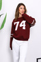 Plum Front and Sleeve Printed Three Thread Sweat