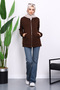 Brown Hooded Zippered Modal Sweat Cardigan - 2
