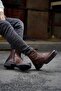 Rims brown men's leather shoes - 2