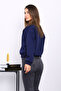 Navy Blue Crew Neck Three Thread Sweat - 3