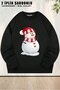 Unisex New Year Snowman Printed Oversized Crew Neck Sweatshirt