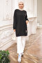 Black Crew Neck Embroidered Tunic