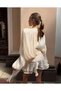 Women's White Premium Trend Shiny Fabric Flowy Balloon Sleeve Skirt Ruffled Shorts Dress Ely-38990001 - 5