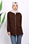 Brown Hooded Zippered Modal Sweat Cardigan - 3