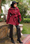 Burgundy Angora Coat with Pearl Detail and Stone Buttons