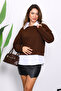 Brown Shirt Paneled Modal Sweat