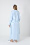 Blue Jacquard Shawl Collar Lace Full Length Winter Special Design Maternity Nightgown Nightdress Set - 7