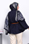 Navy Blue Belted Cashmere Poncho - 4