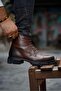 Rims brown men's leather shoes - 6