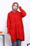 Red Cold Thread Mercerized Knitwear Tunic - 3