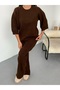 Women's Soft Textured Sweater Pants Knitwear Set - 3