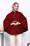 Burgundy Belted Cashmere Poncho - 3