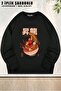 Unisex Ramen Street Fighter Printed Oversized Crew Neck Sweatshirt