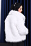 Ecru Lined Short Fur Coat - 3