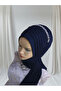 Accessories Included Dark Navy Blue Single-Piece Model Flexible Fabric Ready-Made Turban Ready-Made Shawl Ready-Made Veil - 3
