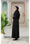 Long Hijab Dress with Belt Detail and Elastic Sleeves - 6