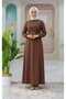 Long Hijab Dress with Belt Detail and Elastic Sleeves - 5