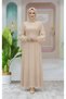 Long Hijab Dress with Belt Detail and Elastic Sleeves - 7