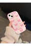 iPhone 13 / 14 / 15 Compatible Pink Bow Pattern Embossed Soft Silicone Case - 6