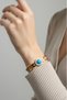 Steel Turquoise Round Women's Handcuff Bracelet – 18 cm Handcuff Bracelet |   Non-Tarnish Women's Jewelry - 3