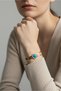 Steel Turquoise Round Women's Handcuff Bracelet – 18 cm Handcuff Bracelet |   Non-Tarnish Women's Jewelry - 4