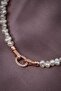 Rose Pearl Necklace with Stones and Oval Ring - 2