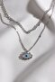 Double Eye Figure Steel Silver Necklace
