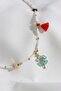 White Necklace with Clover Pendant and Purple Stars - 2