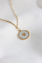 PEARLY HEART FIGURE GOLD STEEL NECKLACE - 2