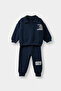 F9437A5Nv71 Navy Blue Baby Boy 2-Piece Set Printed Thessaloniki Fabric Sweatshirt Sweatpants