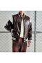 Men's Leather Embossed Logo Pocket College Jacket