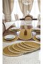 6 Pieces Placemat+Runner Set American Service Jute Gold Runner Placemat Set - 2